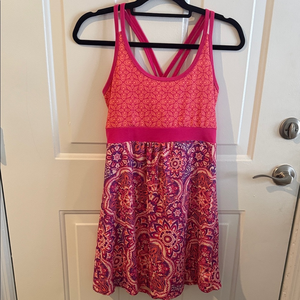 Vibrant Pink and Purple Sleeveless Dress